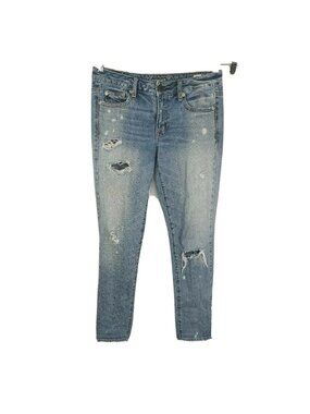 American Eagle Boy Jeans Women Size 30 x 28 Destroyed Bleached Grunge Festival